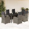 vidaXL Set comedor jard&iacute;n 7 pzas y cojines rat&aacute;n sint&eacute;tico gris