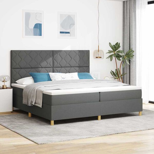 vidaXL Cama tipo Box Spring con colchón Gris oscuro 200 x 200 cm tela