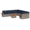 vidaXL Set de sof&aacute;s de jard&iacute;n 11 pzas y cojines rat&aacute;n sint&eacute;tico gris
