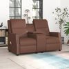 vidaXL Sillón reclinable de masaje de 2 plazas cuero sintético marrón