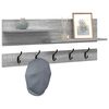 vidaXL Perchero de pared con estante Gris Sonoma 90 x 15 x 36 cm