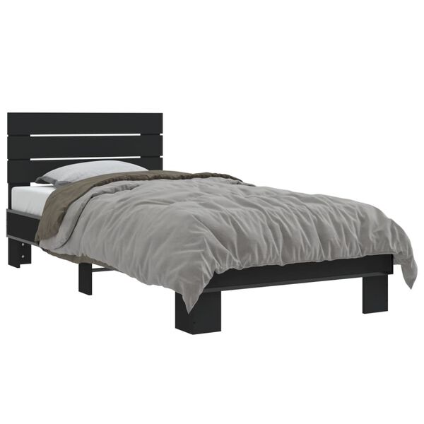 vidaXL Estructura de cama madera ingenier&iacute;a y metal negro 100x200 cm