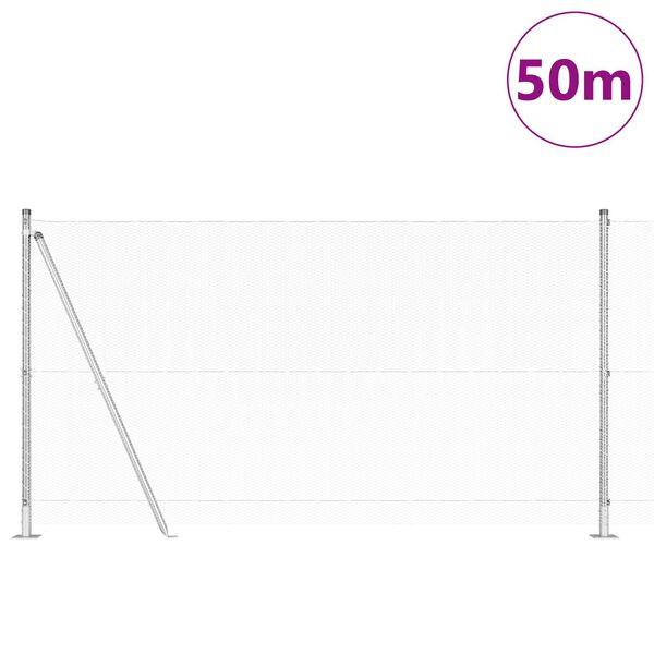vidaXL Poste de Valla Plateado 50 x 1,2 m (malla de 13 mm) Acero