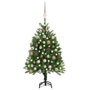 vidaXL &Aacute;rbol de Navidad preiluminado con luces y bolas verde 120 cm
