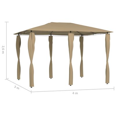 vidaXL Cenador con cubiertas de postes taupé 3x4x2,6 m 160 g/m²