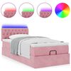 vidaXL Cama otomana con colch&oacute;n y LED terciopelo rosa 80x200 cm