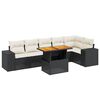 vidaXL Set de comedor de jard&iacute;n 7 pzas y cojines rat&aacute;n sint&eacute;tico negro
