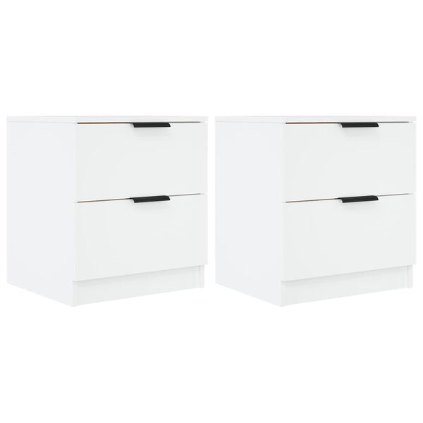 vidaXL Mesitas de noche 2 uds madera contrachapada blanco