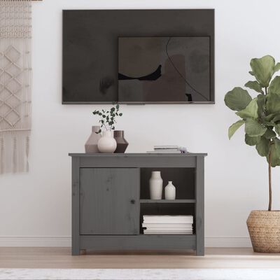 vidaXL Mueble de TV de madera maciza de pino gris 70x36,5x52 cm