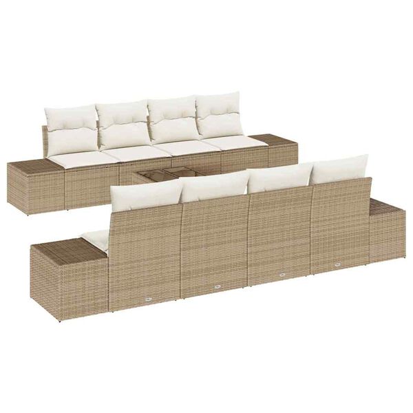 vidaXL Conjunto de sofá de jardín 8 pcs Beige y Crema ratán sintético