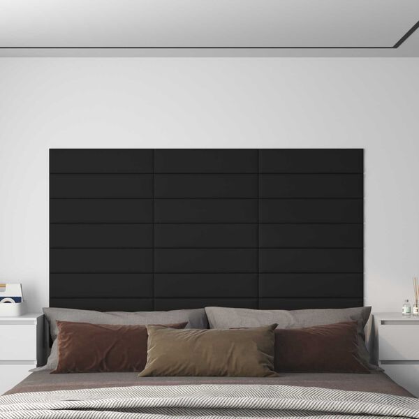vidaXL Cabecero de Pared 12 pcs Negro 60 x 15 cm tela