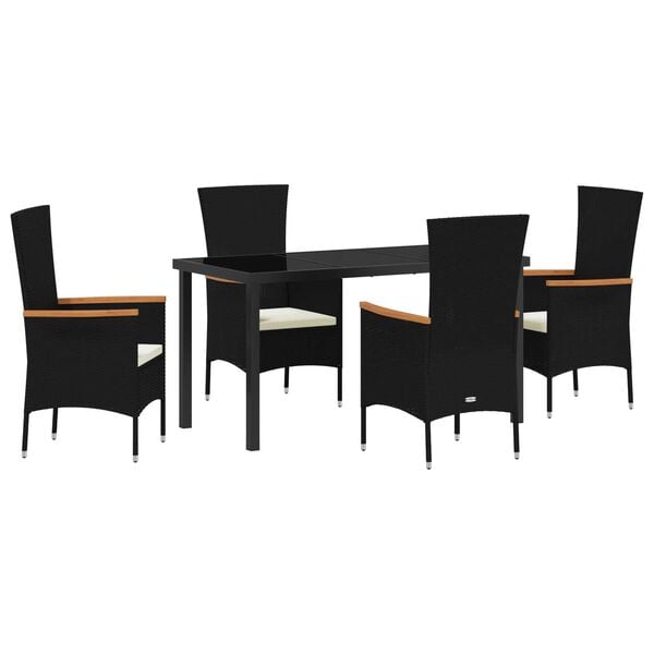 vidaXL Conjunto de Comedor de Jard&iacute;n con coj&iacute;n 5 pcs Negro