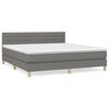 vidaXL Cama box spring con colch&oacute;n tela gris oscuro 180x200 cm