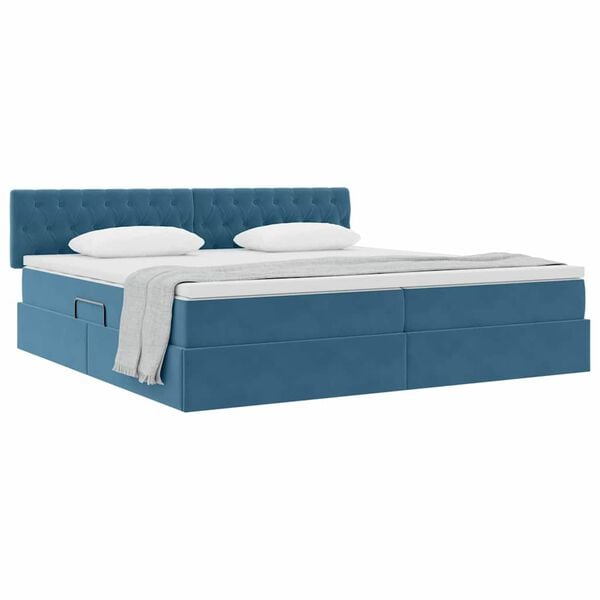 vidaXL Cama con almacenamiento Azul Oscuro 200 x 200 cm Terciopelo