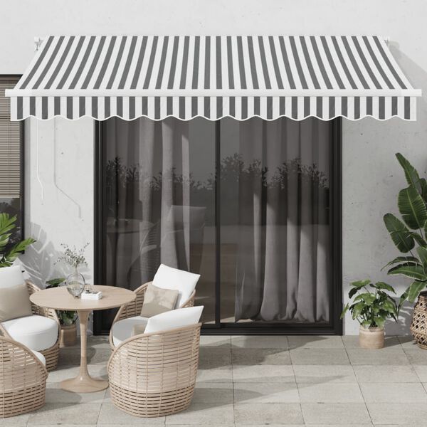 vidaXL Toldo retr&aacute;ctil manual con LED antracita y blanco 350x250 cm