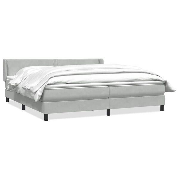 vidaXL Cama box spring con colch&oacute;n terciopelo gris claro 180x210 cm