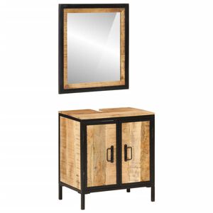 vidaXL Conjunto de muebles de ba&ntilde;o 2 pzas madera maciza mango y hierro