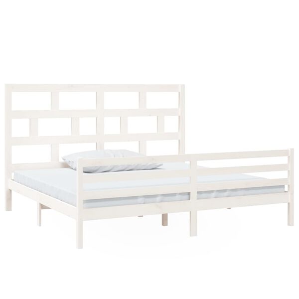 vidaXL Estructura de cama madera maciza de pino blanca 200x200 cm