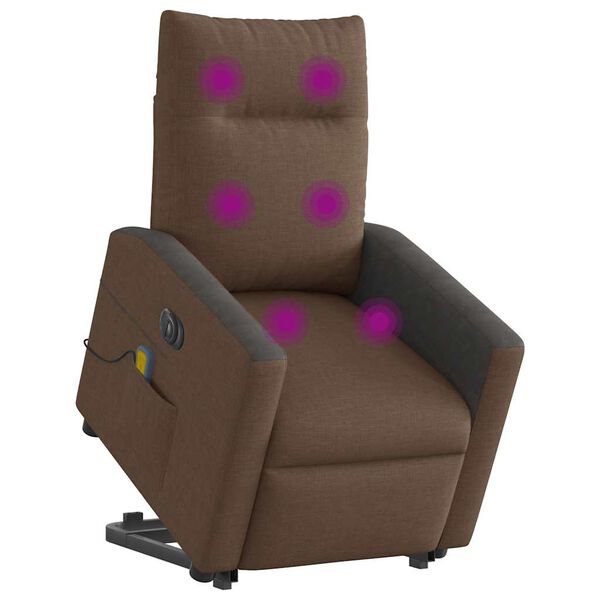 vidaXL Sill&oacute;n de masaje el&eacute;ctrico reclinable elevable tela marr&oacute;n