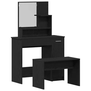 vidaXL Conjunto de Mesa de Tocador 2 uds. Roble Negro