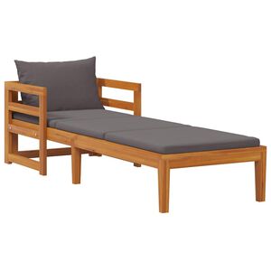 vidaXL Tumbona con cojines gris oscuro madera maciza de acacia