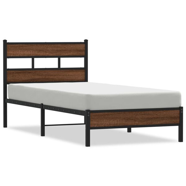 vidaXL Estructura de cama sin colch&oacute;n madera marr&oacute;n roble 100x200 cm