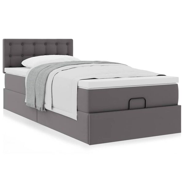vidaXL Cama otomana colchón cuero sintético gris 100x200cm