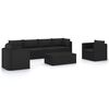 vidaXL Set muebles de jard&iacute;n 7 piezas y cojines rat&aacute;n sint&eacute;tico negro