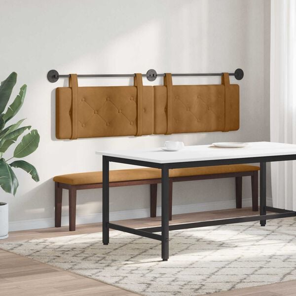 vidaXL Cabecera Colgante Marr&oacute;n 190 x 55 x 5 cm Terciopelo