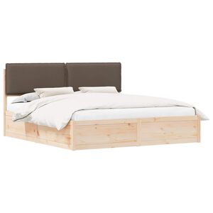 vidaXL Estructura de Cama con Cabecera Tapizada Taup&eacute; 200 x 200 cm