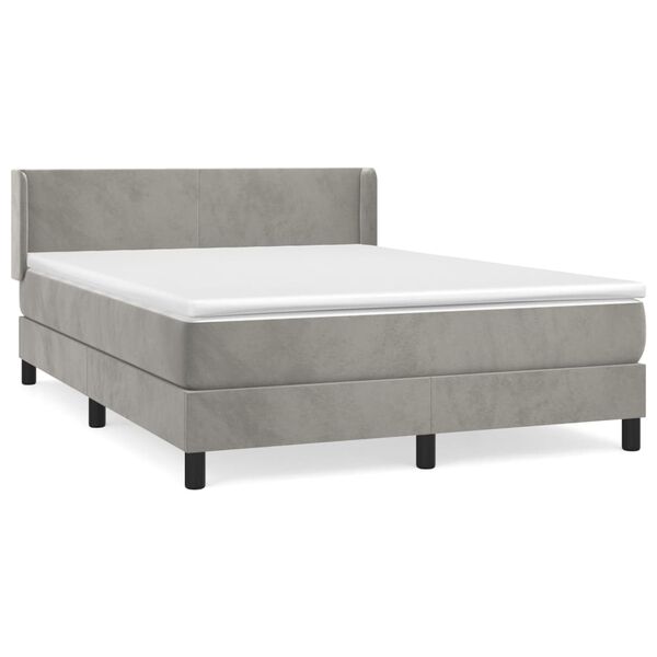 vidaXL Cama box spring con colch&oacute;n terciopelo gris claro 140x200 cm
