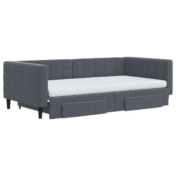 vidaXL Sof&aacute; cama nido con cajones terciopelo gris oscuro 100x200 cm