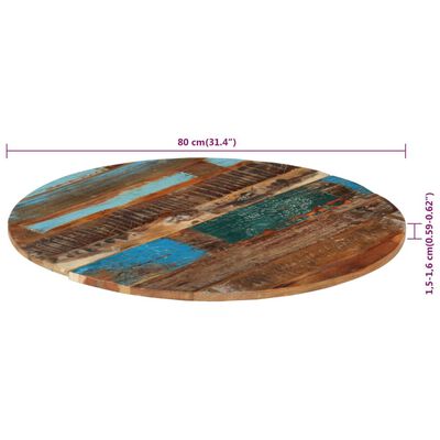vidaXL Tablero de mesa redonda madera reciclada maciza 80 cm 15-16 mm