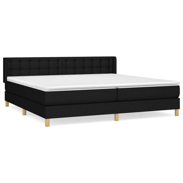 vidaXL Cama box spring con colch&oacute;n tela negro 200x200 cm