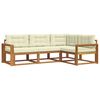 vidaXL Conjunto de sof&aacute;s de exterior con coj&iacute;n 4 pcs Natural y Crema