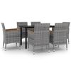 vidaXL Set comedor de jard&iacute;n 7 pzas y cojines rat&aacute;n sint&eacute;tico y vidrio