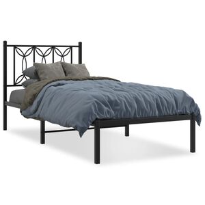 vidaXL Estructura cama sin colch&oacute;n con cabecero metal negro 90x200 cm
