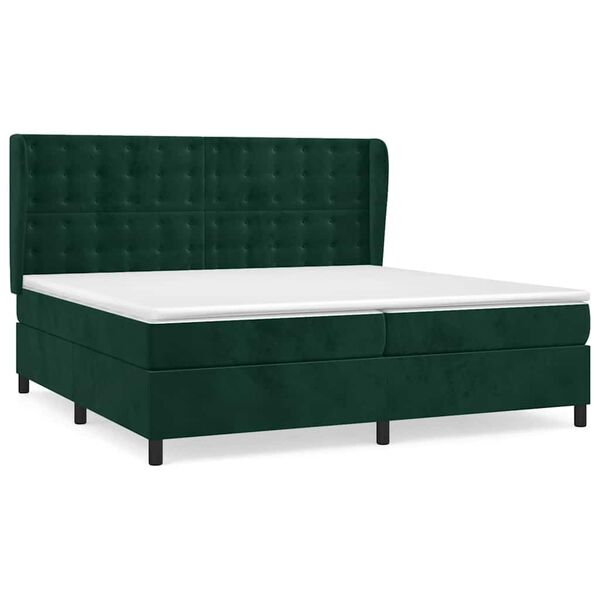 vidaXL Cama box spring con colch&oacute;n terciopelo verde oscuro 200x200 cm