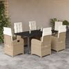 vidaXL Set comedor de jard&iacute;n 7 pzas con cojines rat&aacute;n sint&eacute;tico beige