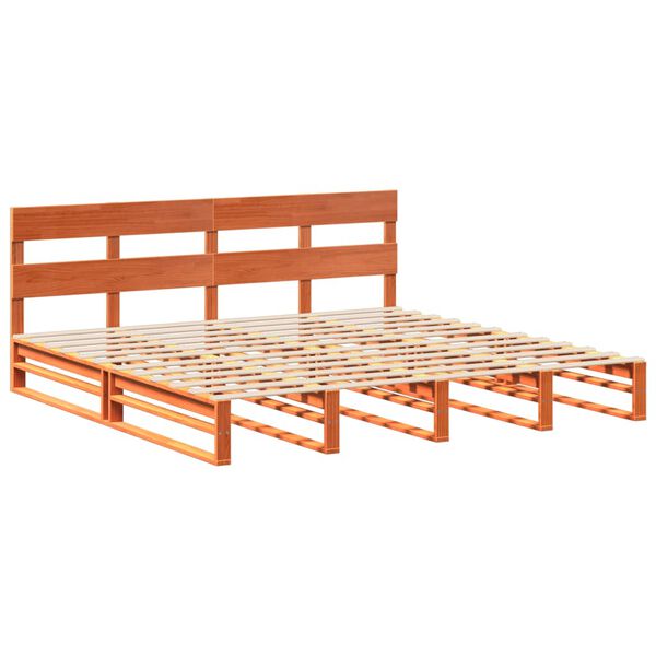 vidaXL Cama sin colch&oacute;n madera maciza de pino marr&oacute;n cera 200x200 cm
