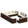 vidaXL Set de muebles de jard&iacute;n 12 pzas cojines rat&aacute;n sint&eacute;tico marr&oacute;n