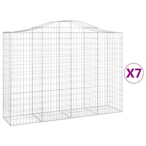 vidaXL Cestas gaviones 7 uds forma de arco hierro 200x50x140/160 cm