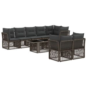 vidaXL Conjunto de sof&aacute;s de jard&iacute;n 8 uds. Gris rat&aacute;n sint&eacute;tico