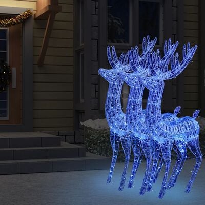 vidaXL Renos de Navidad acrílico 250 LED 3 uds azul 180 cm