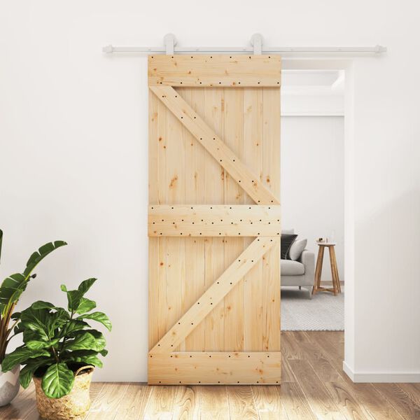 vidaXL Puerta corredera con herrajes madera maciza de pino 85x210 cm