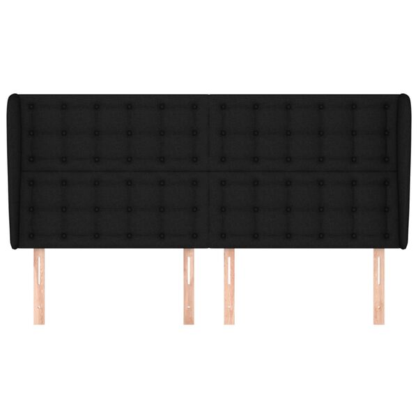 vidaXL Cabecero con orejas de tela negro 163x23x118/128 cm