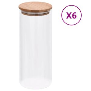 vidaXL Tarros de almacenaje con tapa de bamb&uacute; 6 unidades 1000 ml