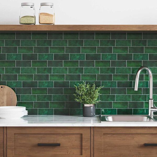 vidaXL Azulejo de metro 10 pcs Verde oscuro 29 x 21 cm