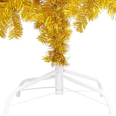 vidaXL Árbol de Navidad preiluminado con luces y soporte dorado 240 cm