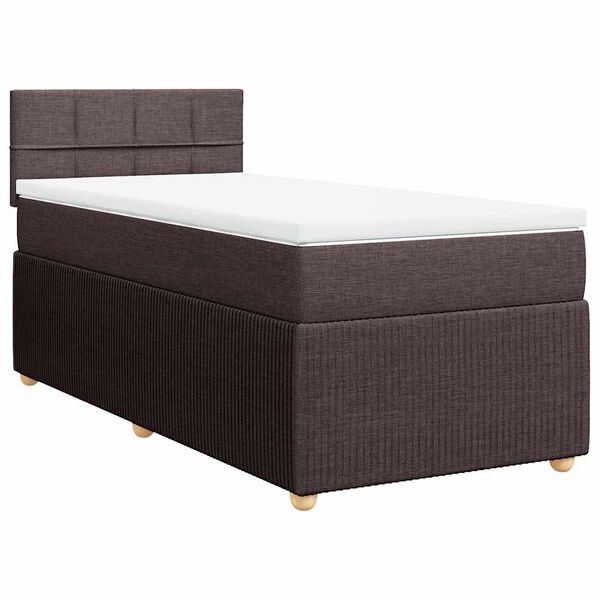vidaXL Cama box spring con colch&oacute;n tela marr&oacute;n oscuro 80x200 cm